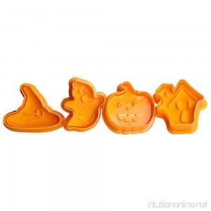 Loweryeah Set of 4 Shapes Plastic Halloween Themed Plunger Cutters for Cutting Decorations & Direct Embossing Spring-loaded Handle Food Safe - B07G3W2ZVV